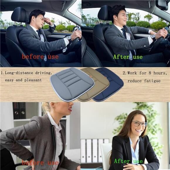 Memory Foam Car Seat Cushion Pad Office Chair Cushion Non Slip Breathable Khaki - Picture 6 of 7